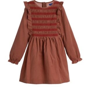 Maison Me Alexandra dress in cinnabar mini corduroy cord smocked girls size 6